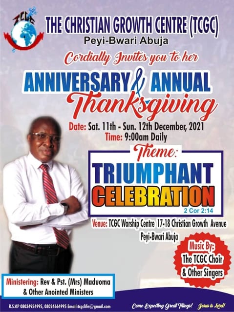 Anniversary & Annual Thanksgiving — Triumphant Celebration, 11–12 December 2021 (flyer)
