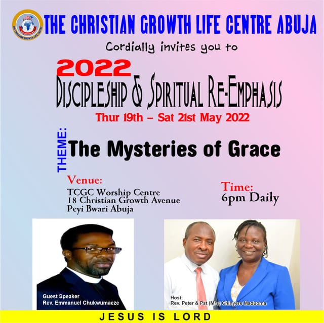 Discipleship & Spiritual Re-emphasis — The Mysteries of Grace, 19–21 May 2022 (flyer)