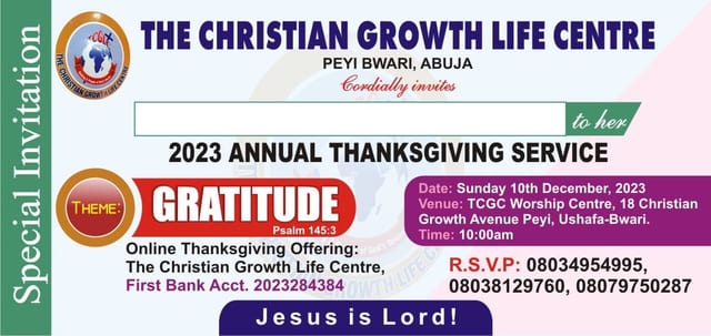 Annual Thanksgiving Service — Gratitude, 10 December 2023 (flyer)