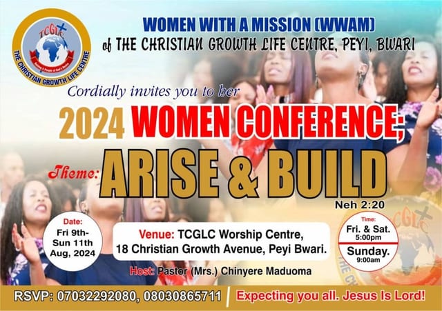 WWAM Women Conference — Arise & Build, 9–11 August 2024 (flyer)