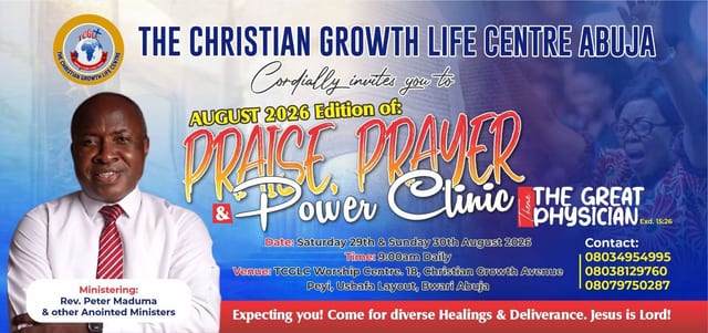 Praise, Prayer & Power Clinic — The Great Physician, 29–30 August 2026 (flyer)